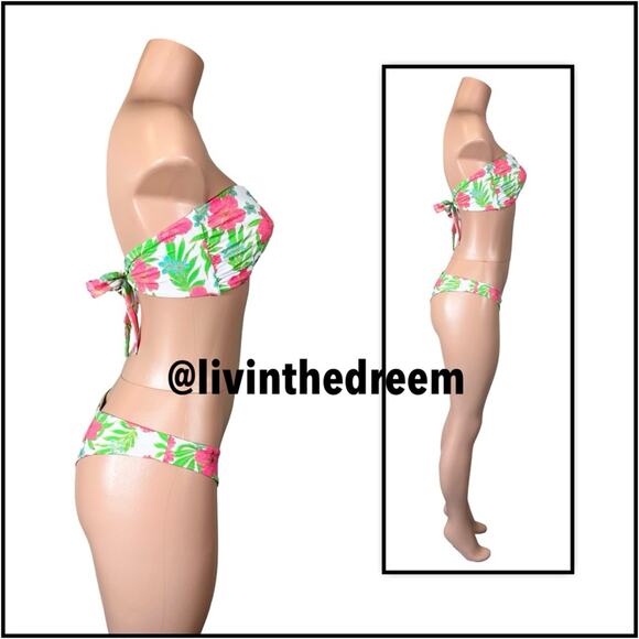 Beach Bunny Bethany Bandeau XL & Bethany Tango Bottom L Pink Jungle Floral $218 - Picture 9 of 14